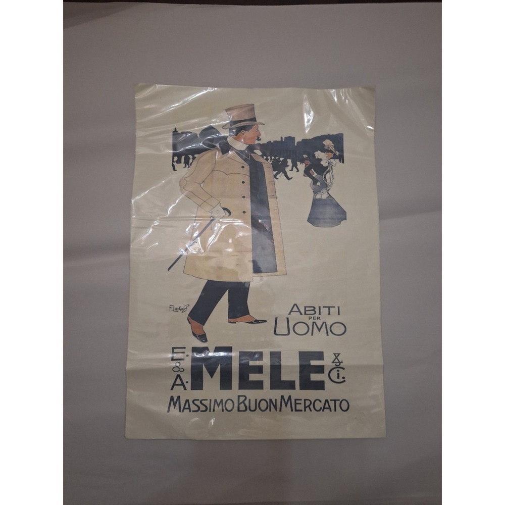 Vintage E. & A. Mele & C. Massimo Buon Mercato Abiti Per Uomo Fashion Poster